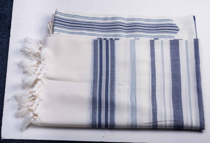 Tallit Bareket Barkat – blue light blue and silver stripes