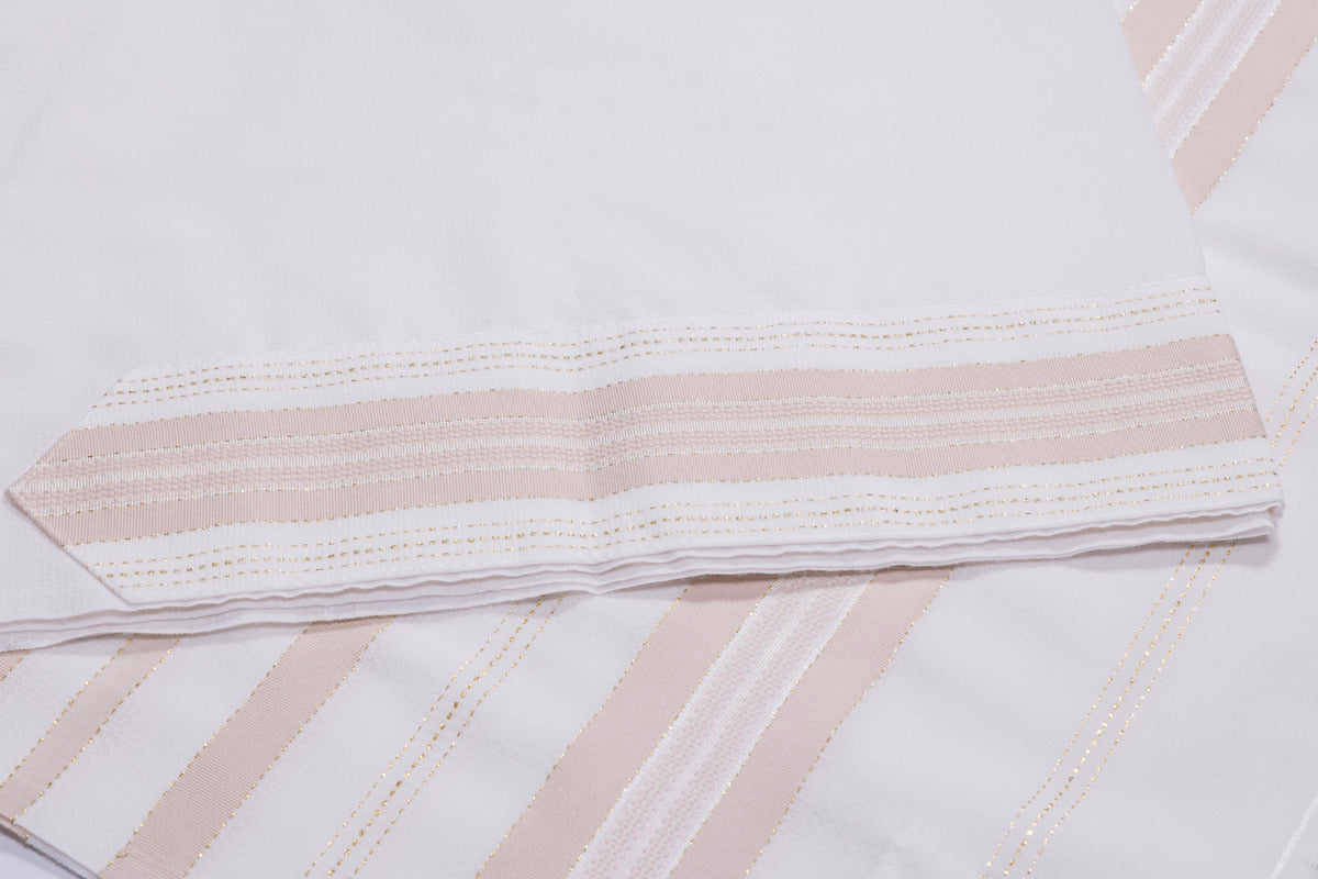 Tallit Gadol Tallit Aviv – Shiny Beige Gold Mushkan Tacheles