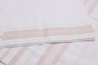 Tallit Gadol Tallit Aviv – Shiny Beige Gold Mushkan Tacheles