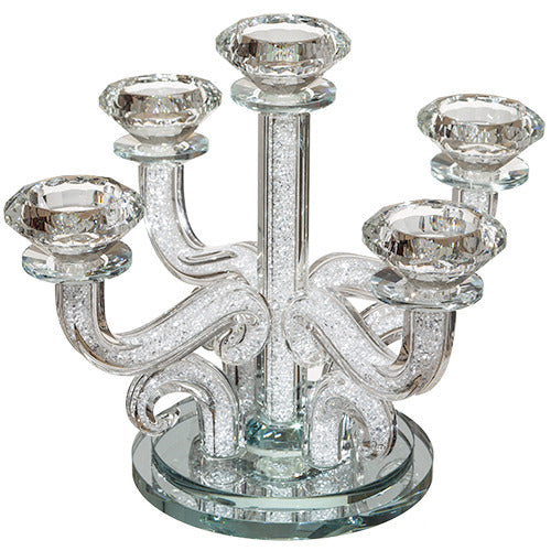 Elegant Crystal 5 Branches Candlesticks With Decorative Clear Stones